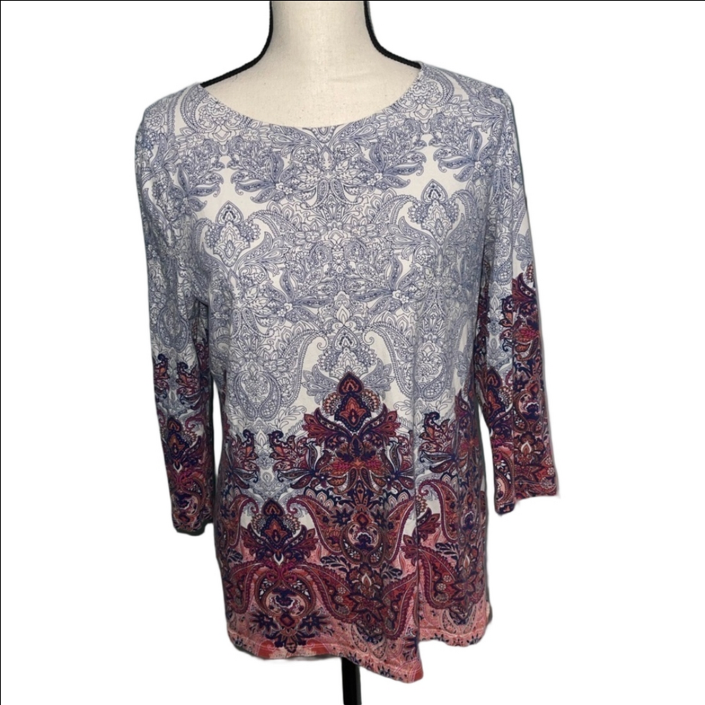 Talbots Paisley Print Scoop Neck Blouse Size Large
